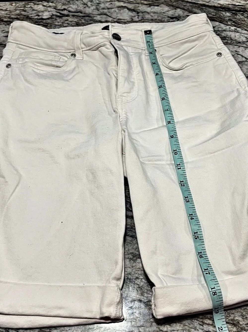 NYDJ Briella Rolled-Cuff Bermuda Shorts White Size 6